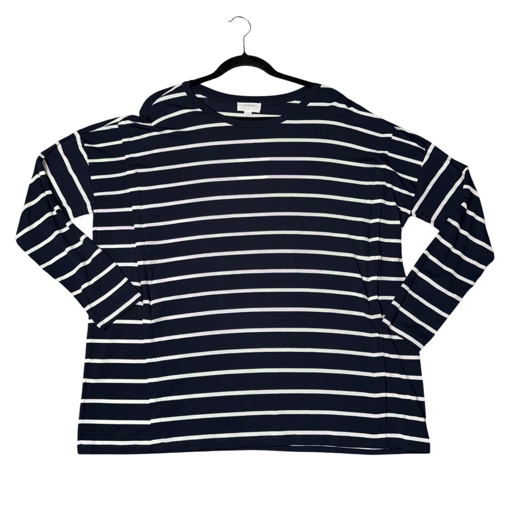 Seraphine Navy & White Striped Long Sleeve Nursing/Maternity Tee